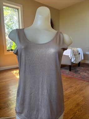 Scoop Neck Metallic Taupe Tank Top size 0